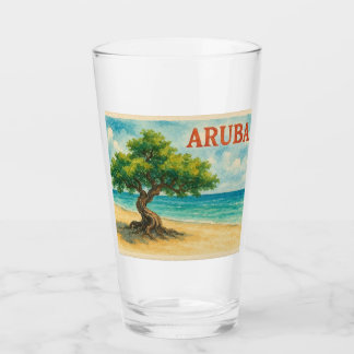Aruba Divi Tree Eagle Beach watercolor Glass