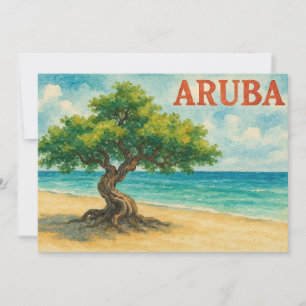 Aruba Divi Tree Eagle Beach watercolor Thank You Card