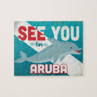 Aruba Dolphin - Retro Vintage Travel