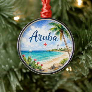Aruba Dutch Caribbean Island travel souvenir Metal Tree Decoration
