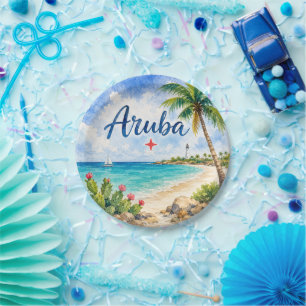Aruba Dutch Caribbean Island travel souvenir Paper Plate