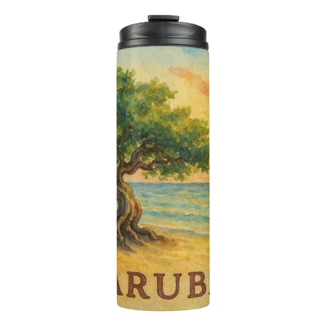 Aruba Eagle Beach Divi Tree Golden Hour Thermal Tumbler (Front)