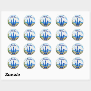 Aruba flag anchor Caribbean island travel souvenir Classic Round Sticker