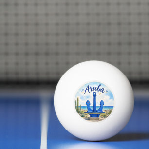 Aruba flag anchor Caribbean island travel souvenir Ping Pong Ball