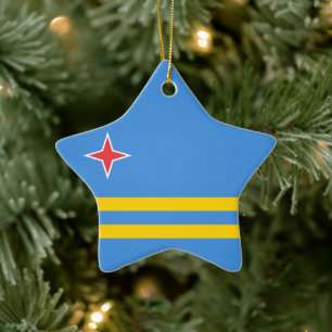Aruba flag ceramic tree decoration