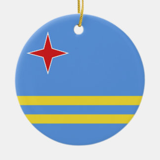 Aruba flag ceramic tree decoration