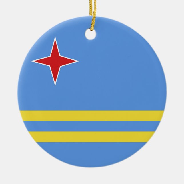 Aruba flag ceramic tree decoration (Front)
