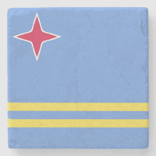 Aruba Flag Emblem Stone Coaster
