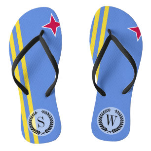 Aruba flag flip flops