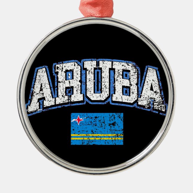 Aruba Flag Metal Tree Decoration (Front)