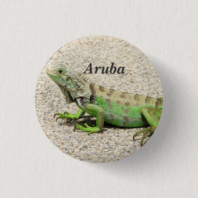 Aruba Green Iguana 3 Cm Round Badge (Front)