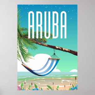Aruba Hammock beach travel poster
