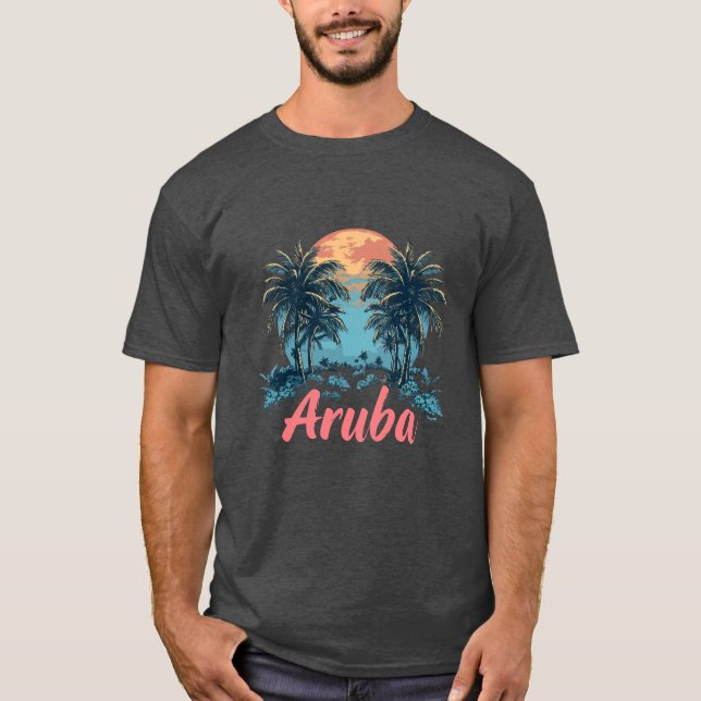 Aruba Island Design (Version 2) - Basic Dark T-Shi T-Shirt (Front)
