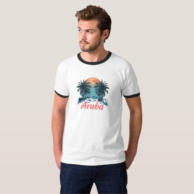 Aruba Island Design (Version 2) - Men's Basic Ring T-Shirt (Front Full)