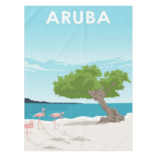 Aruba Island Travel Flamingo | Family Flamingo Tablecloth
