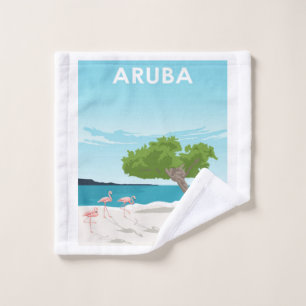 Aruba Island Travel Flamingo Family Flamingo Wash Cloth