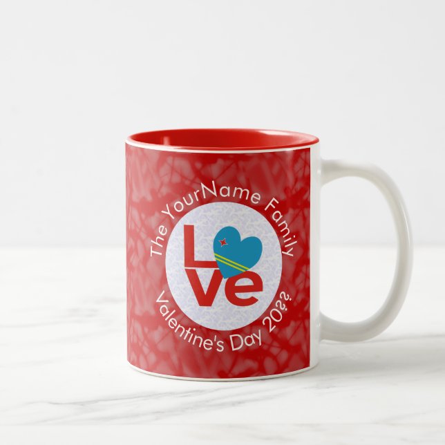 Aruba LOVE White on Red Two-Tone Coffee Mug (Right)