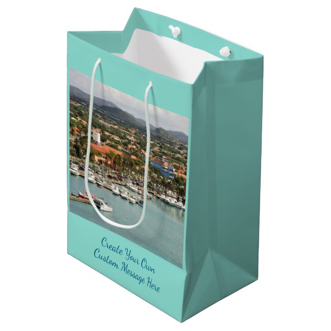 Aruba Marina Custom Medium Gift Bag (Front Angled)