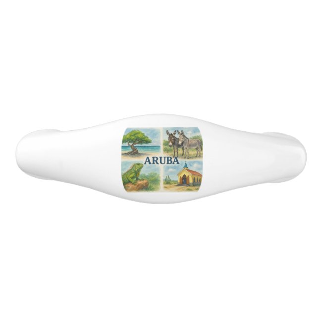 Aruba multiview watercolor ceramic drawer pull (Front)