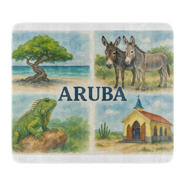 Aruba multiview watercolor cutting board (Front)