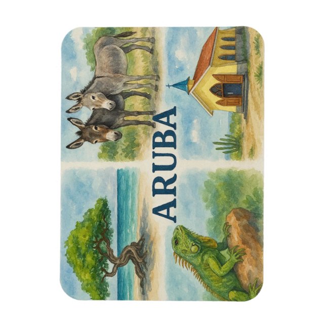 Aruba multiview watercolor magnet (Vertical)