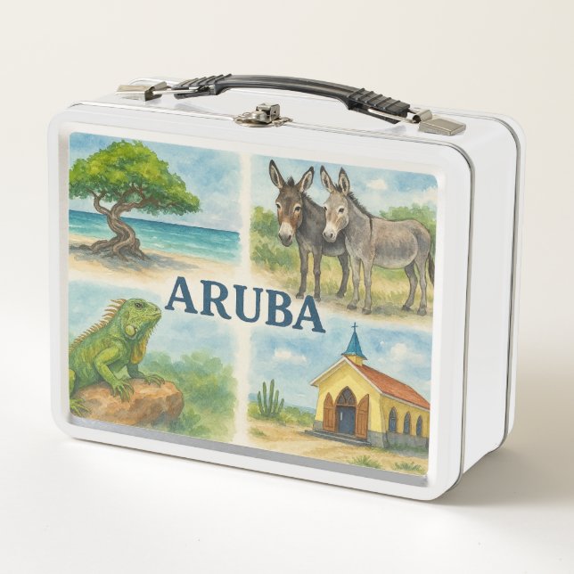 Aruba multiview watercolor metal lunch box (Front)