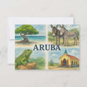 Aruba multiview watercolor thank you card