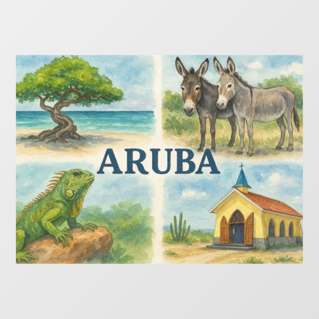 Aruba multiview watercolor window cling (Sheet)