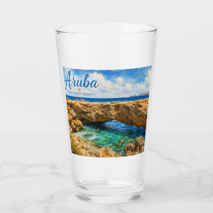 Aruba Natural Bridge rock formation Caribbean Glass