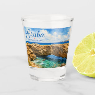 Aruba Natural Bridge rock formation Caribbean Shot Glass