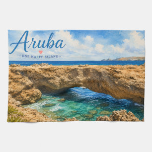 Aruba Natural Bridge rock formation Caribbean Tea Towel