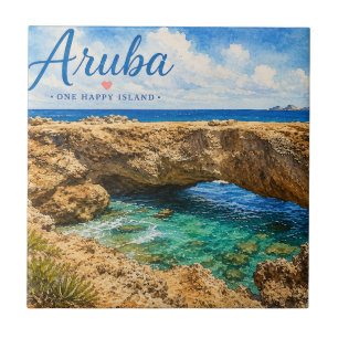 Aruba Natural Bridge rock formation Caribbean Tile