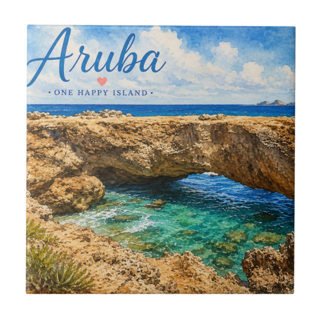 Aruba Natural Bridge rock formation Caribbean  Tile (Front)