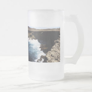 Aruba Ocean Crashing On The Rocks Frosted Glass Beer Mug