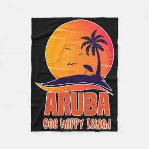 Aruba One Happy Island Beautiful Sunset Beach Fleece Blanket