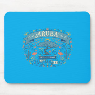 Aruba One Happy Island Flamingo Divi Tree Vintage Mouse Mat