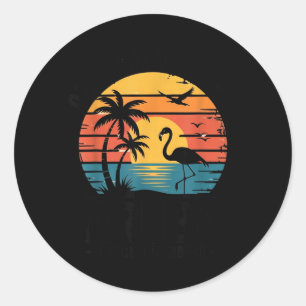 Aruba One Happy Island Flamingo Sunset Retro Classic Round Sticker