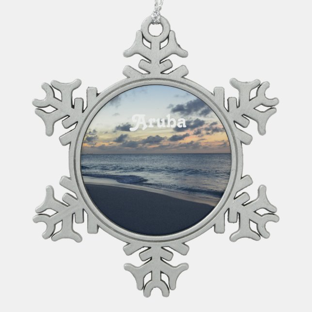 Aruba Perfection Snowflake Pewter Christmas Ornament (Front)