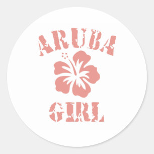 Aruba Pink Girl Classic Round Sticker