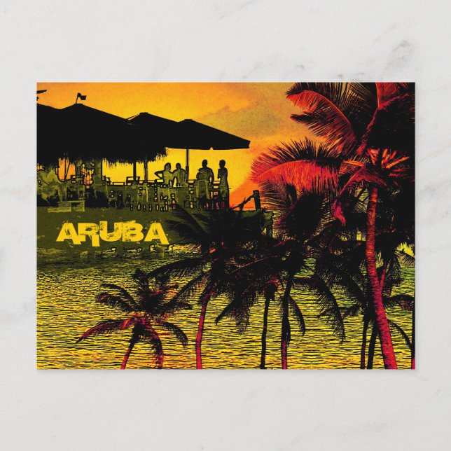Aruba - plams, sunstet and ocean postcard (Front)