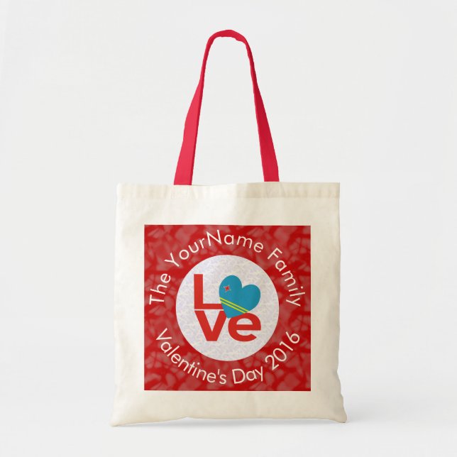 Aruba Red LOVE White Circle Tote Bag (Front)