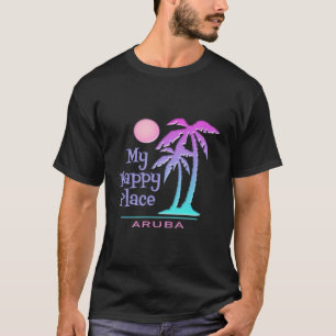 Aruba Souvenir Palm Tree Happy Beach Sun T-Shirt