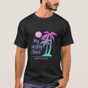 Aruba Souvenir Palm Tree Happy Beach T-Shirt