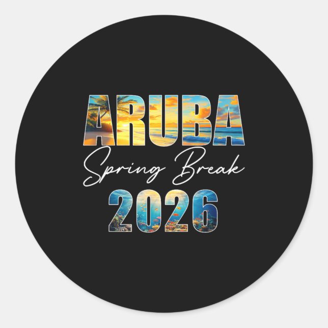 Aruba Spring Break 2026 Summer Vacation Beach  Classic Round Sticker (Front)
