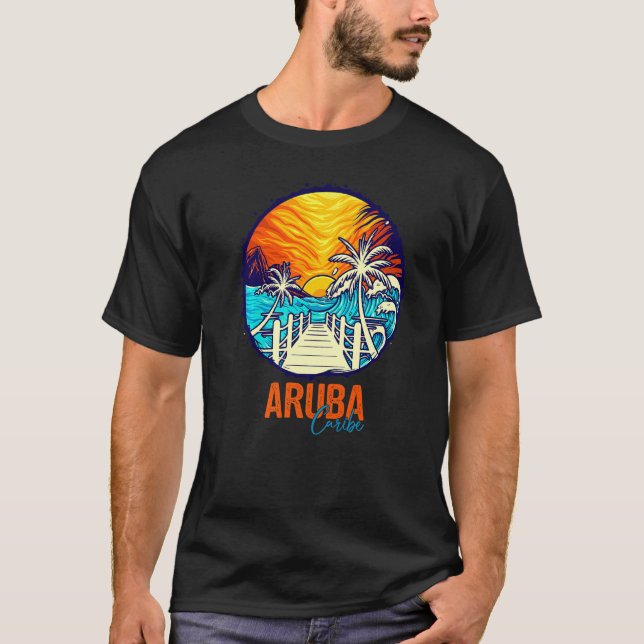 Aruba Sunset Matching Vacation Friends Family Grou T-Shirt (Front)