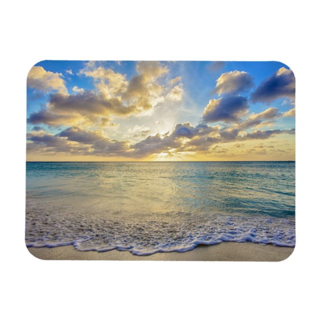 Aruba Sunset over Moving Sea Magnet (Horizontal)