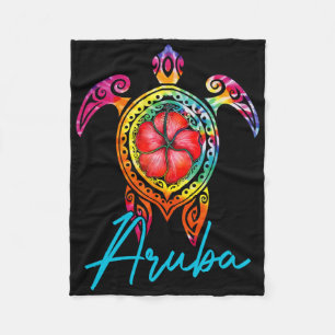 Aruba Tie Dye Sea Turtle Fleece Blanket