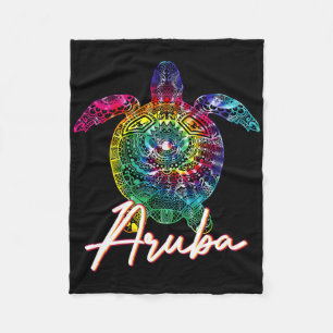 Aruba Tie Dye Sea Turtle Matching Family Vacation Fleece Blanket