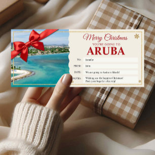 Aruba Trip Christmas Reveal Gift Ticket Card