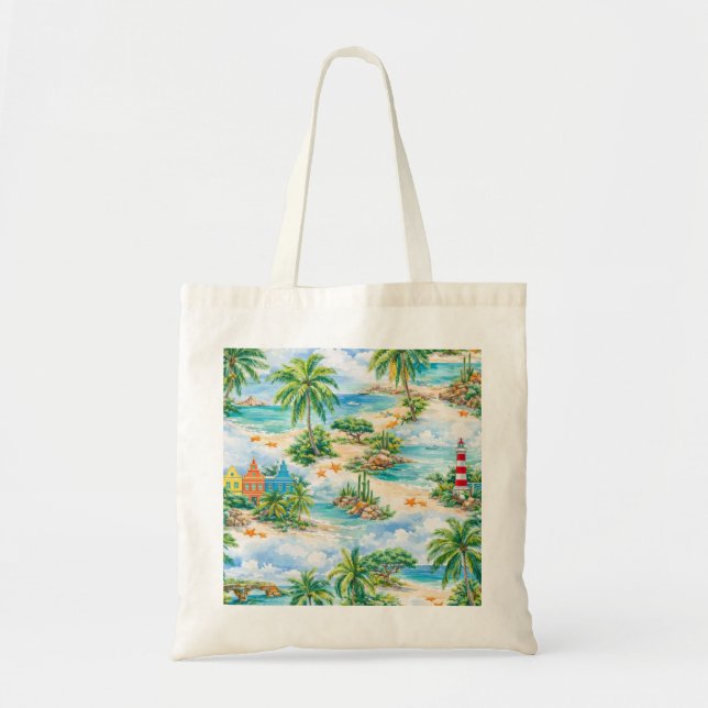 Aruba Tropical Beach Collage Tote Bag (Front)